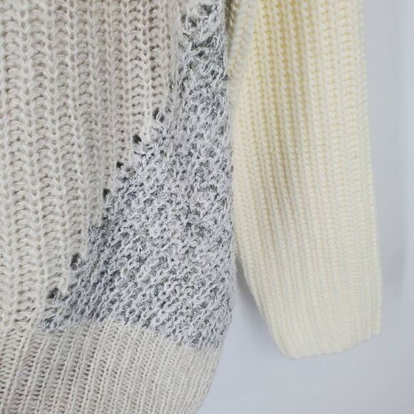 John + Jenn Chunky Knit Color Block Sweater Cream Gray Size XL‎ - Picture 4 of 6